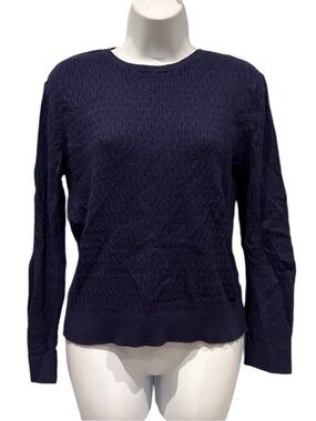 Talbots Navy Blue Textured Sweater Medium